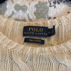 Polo by Ralph Lauren Cream Cable Knit Crew Neck Sweater